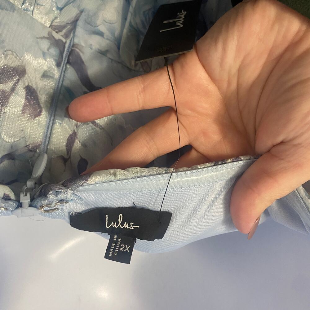 Lulus NWT Special Moment Light Blue Floral Strapless Bustier Maxi Dress Sz 2X - Picture 11 of 14